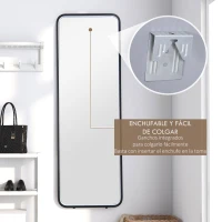 HOMCOM Oglindă corp întreg cu lumină LED Oglindă de podea 151,5x50 cm Independentă sau pentru perete cu lumină reglabilă în 3 culori(m-5)