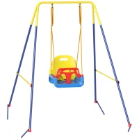 AIYAPLAY 3 in 1 Toddler Swing Set, Folding Child Swing Set with Seat Belt, Adjustable Seat for Outdoor Indoor, Blue(m-1)