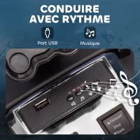 AIYAPLAY Quad electric copii mașină electrică pentru copii 12V 3 roți 2 motoare player MP3, claxon, 2 viteze 3-5 km/h negru(m-4)