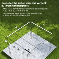 Outsunny Vervangingsdak voor 3 x 3 m pergola, inschuifbaar, met regenafvoergaten, weerbestendig, polyester, Koffie(m-4)