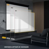 HOMCOM Ecran de Proiecție 120 Inch Format 4:3 Reglabil cu Telecomandă, Ecran de Proiecție Compact, 244x183 cm, Negru(m-5)
