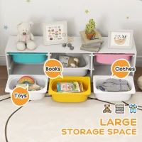AIYAPLAY Low Height 2 Tiers Storage Organiser, Kids Toy Storage Unit with 6 Removable Bins for Bedroom, Nursery, Playroom(m-4)