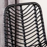 HOMCOM Set de 2 taburete de bar design boem înălțime 66 cm cu suport picioare metalic și ratan PE - negru(m-5)