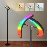 HOMCOM Lampă RGB de podea, lampă dimabilă cu posibilități de iluminare multicoloră, rotativă, Negru(m-7)