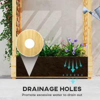 Outsunny Garden Planter with Trellis, Wooden Raised Bed for Garden with Hanging Roof and Drainage Holes, Outdoor Trellis Planter Box for Vegetables, Herbs and Flowers, 110 x 44 x 113 cm, Natural(m-6)