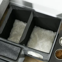 PawHut Casă pentru pisici, cușcă pentru pisici, grotă pentru pisici, 3 trepte pentru animale, 2 boluri de hrănire, 70 x 50 x 51 cm, Gri(m-5)