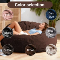 2-In-1 Convertible Bean Bag Chair Bed with Removable Machine-Washable Cover, Giant sofa with Soft Liner, 110L x 110W x 70H cm, Brown(m-6)
