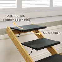 PawHut scară pentru câini, rampă pentru câini, reglabilă pe înălțime, antiderapant, pliabil, 83x40x62,5 cm, lemn/Alb(m-4)