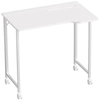 HOMCOM Small Folding Desk, with Wheels - White Wood-Effect(m-1)