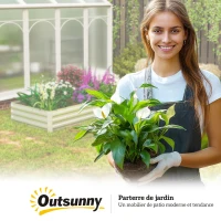 Outsunny Carré potager de jardin rectangulaire jardinière extérieure 241 x 90,5 x 30 cm tôle d'acier ondulée argent(m-9)