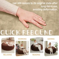 4-Foot Medium Bean Bag Sofa Chair with Eco‑Friendly Bead Filling, Foldable Cover, Reading Lounger for Adults, 100L x 100W x 50H cm, Apricot(m-6)