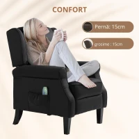 Fotoliu cu Masaj Relaxare cu inclinare, Functie de incalzire si Telecomanda, 78x83x101 cm, Negru(m-4)