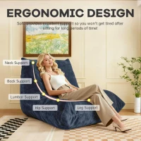 Modern Bean Bag Lazy Sofa with High-Rebound Sponge, Couch Ideal for Compact Spaces, Family, Children and Pets, 110L x 90W x 67H cm, Blue(m-4)