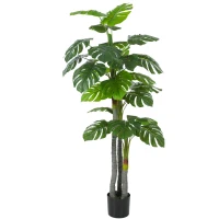 HOMCOM Árvore Artificial Planta Artificial Monstera H.1,5 m Tronco Ramos Líquen Folhas tipo tartaruga Alto realismo Vaso incluído(m-8)