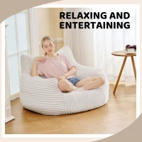 Ultra-Soft Fur Bean Bag Chair with High-Density Shredded Foam, Ergonomic Sofa with Skin-Friendly Lint-Free Fur, 117L x 98W x 75H cm, White(m-8)