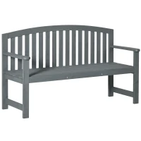 Outsunny Bancă de grădină 2 locuri din lemn, bancă rezistentă la intemperii, mobilier de grădină cu spătar, capacitate 240 kg 143 x 51 x 85 cm, Gri(m-1)