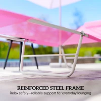 Outsunny Folding Sun Lounger with Head Pillow - Pink(m-7)