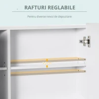 Kleankin Dulap Baie LED – Oglinda, 3 Usi & Rafturi Reglabile(m-5)