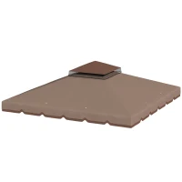 Outsunny Toit de remplacement pour pavillon 3x3m Imperméable Toit de pavillon à double toiture avec orifices d'évacuation Kaki(m-6)
