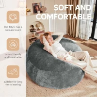 Large Bean Bag Sofa Chair with Eco-Friendly Bead Filling, Foldable Design, Reading Lounger for Adults, 150L x 150W x 60H cm, Dark Gray(m-4)