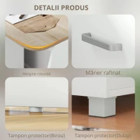 HOMCOM Masa de Birou cu Comoda Moderna din Lemn, Masa de Birou PC pentru Dormitor si Birou, 110x55x75cm(m-4)