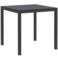 Outsunny Masă de grădină din aluminiu 73x73 cm, rezistentă la intemperii, masă bufet cu aspect de lemn, masă de camping pentru 4 persoane, Negru(m-1)