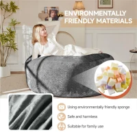 Large Bean Bag Sofa Chair with Eco-Friendly Bead Filling, Foldable Design, Reading Lounger for Adults, 150L x 150W x 60H cm, Dark Gray(m-5)