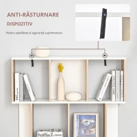 HOMCOM Biblioteca 100×27×124 cm – Lemn Stejar & Alb cu 8 Rafturi(m-5)