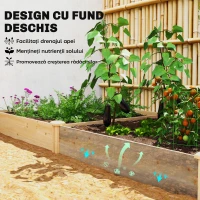 Outsunny Grădină Ridicată de Exterior cu Separator Central și Bază Deschisă, Jardinieră din Lemn de Brad, pentru Flori, Legume, Balcon sau Grădină, 235x121x26 cm, Culoare Lemn(m-5)