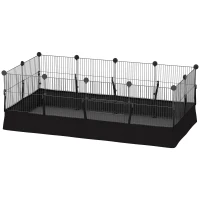 PawHut Tarc de joacă, tarc cu 12 panouri, tarc pentru animale mici, iepuri, porcușori de Guineea, 120x60x40 cm, Negru(m-10)