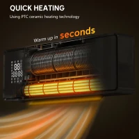 HOMCOM 2000W Ceramic Electric Heater with Fan, Adjustable Thermostat, Wall Mounted - Black(m-4)