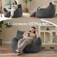 Ultra-Soft Fur Bean Bag Chair with High-Density Shredded Foam, Ergonomic Sofa with Skin-Friendly Lint-Free Fur, 117L x 98W x 75H cm, Black(m-6)