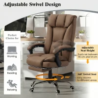 HOMCOM 155° Reclining Faux Leather Swivel Office Chair - Brown(m-5)