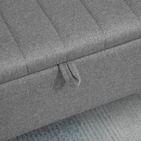 HOMCOM Bancă cu spațiu de depozitare, bancă tapițată cu aspect de in, cutie de depozitare cu picioare din oțel 102 x 40 x 44 cm, Gri(m-4)