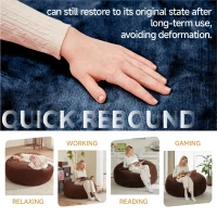 Large Bean Bag Sofa Chair with Space-Saving Design, Eco-Friendly Bead Filling, Temporary Guest Bed for Adults, 150L x 150W x 60H cm, Blue(m-6)