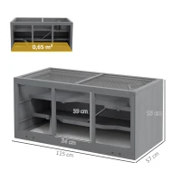 PawHut Zwerghamsterkäfig, Nagerkäfig, Kleintierbox, abschließbar, Holz, pflegeleicht, Grau(m-3)