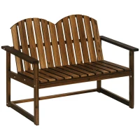 Outsunny Bancă de grădină pentru 2 persoane, design rustic, lemn de pin, 114x63x86 cm(m-6)