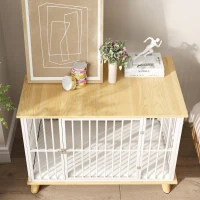 PawHut Cușcă pentru câini cu ușă cu închidere, pernă detașabilă, bună ventilație, oțel, 86x60x70 cm, Alb+Gri(m-5)