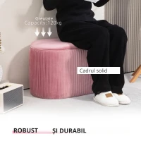 Homcom Puf Roz din Catifea, Cu Capac & Spatiu Depozitare(m-5)