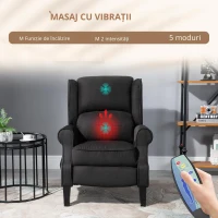 Fotoliu cu Masaj Relaxare cu inclinare, Functie de incalzire si Telecomanda, 78x83x101 cm, Negru(m-6)