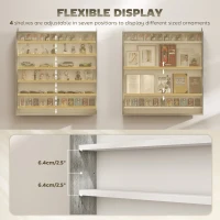 HOMCOM Six Shelf Display Cabinet, with Glass Doors - Graphite Wood Effect(m-4)