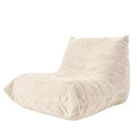 Soft Bean Bag Lazy Sofa with Ergonomic Full-Body Support, Couch with High-Rebound, Stain-Resistant Sponge, 110L x 90W x 67H cm, White(m-2)