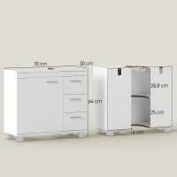 HOMCOM Dulap sub lavoar, 2 rafturi, 3 sertare, structură MDF, Alb(m-3)