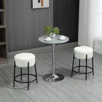 HOMCOM Set de 2 scaune de bar cu suport pentru picioare oțel și tapițerie cu efect de lână bouclée înălțime 62 cm alb și negru(m-4)