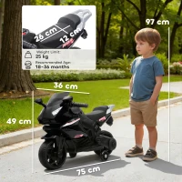 AIYAPLAY Motocicletă electrică pentru copii, claxon, faruri, funcție muzicală, 2,5 km/h, negru(m-3)