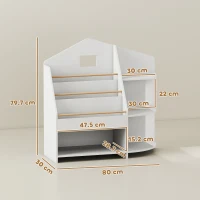 AIYAPLAY Raft pentru copii cu 7 rafturi pentru cărți, jucării, margini rotunjite, susține 40 kg, Alb(m-3)