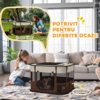 PawHut Țarc pliabil pentru câini cu geantă de transport pentru interior/exterior, Gri(m-7)