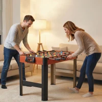 HOMCOM Futbolín con Soporte para Niños de +7 Años con 2 Bolas Marcadores 22 Jugadores para Familias 118x104x69 cm Negro(m-2)