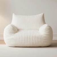 Ultra-Soft Fur Bean Bag Chair with High-Density Shredded Foam, Ergonomic Sofa with Skin-Friendly Lint-Free Fur, 117L x 98W x 75H cm, White(m-1)