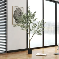 HOMCOM Măslin artificial, plantă artificială, măslin realist în ghiveci, 180 cm, plastic, verde(m-4)